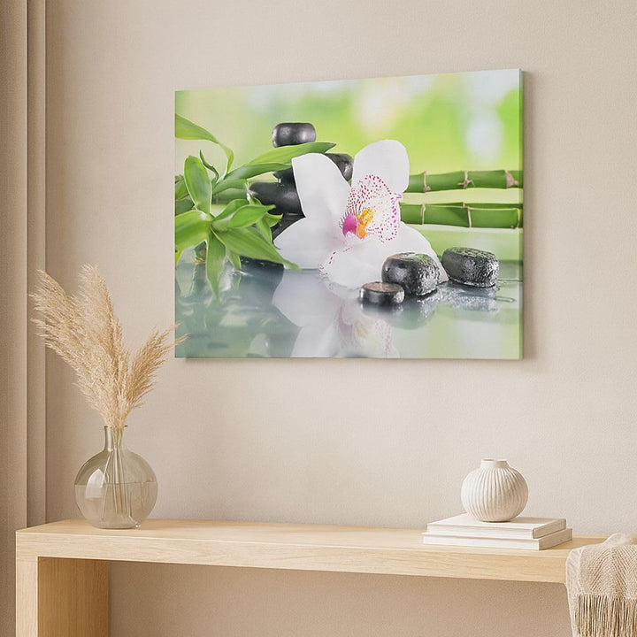 Bilder auf Leinwand 100x70cm Leinwandbild mit Rahmen blume orchidee Gross Wanddeko Bild Schlafzimmer