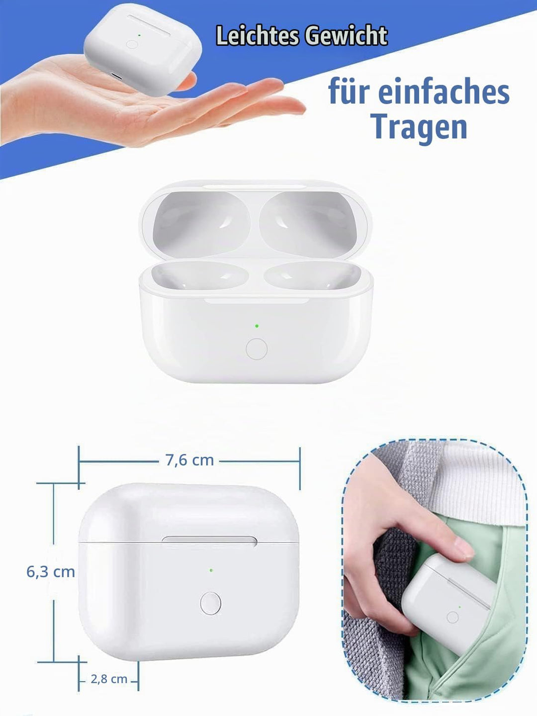 Kabellose Ladecase Kompatibel für Air Pods Pro und Air Pods Pro 2,Lightning Wired Wireless Charging