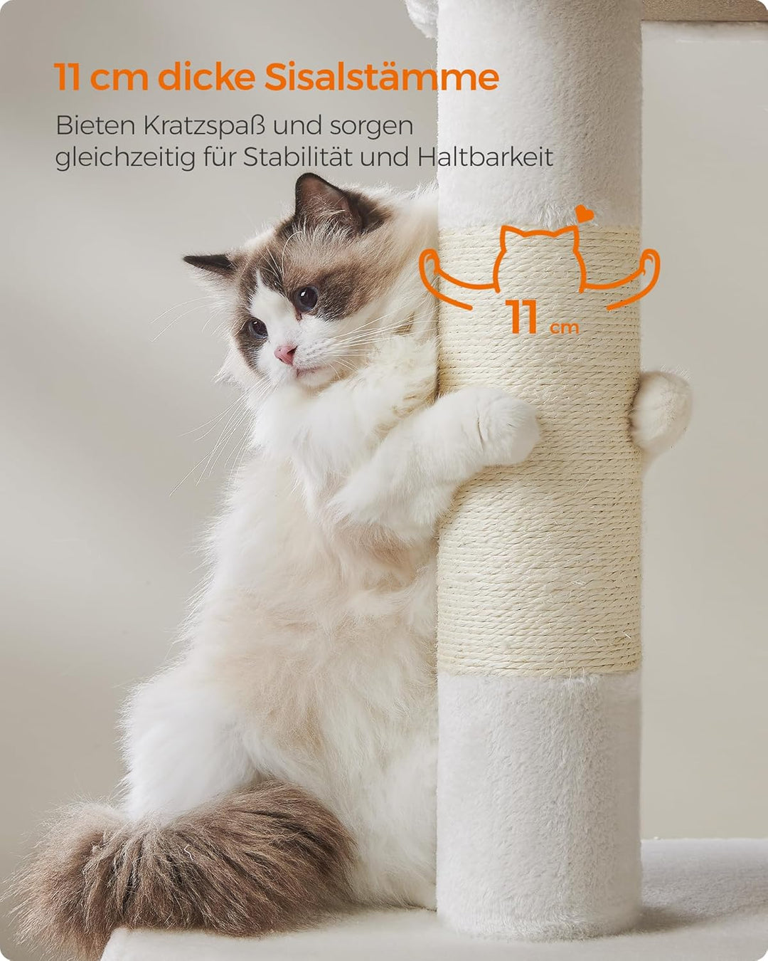 Feandrea Kratzbaum, 101 cm Katzenbaum, XL, Katzenhaus für extra grosse Katzen bis zu 20 kg, grosse P