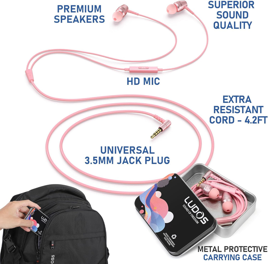 LUDOS OMNITONE Kopfhörer In Ear Kopfhörer mit Kabel und Mikrofon, 5 Jahre Garantie, In Ear Ohrhörer,