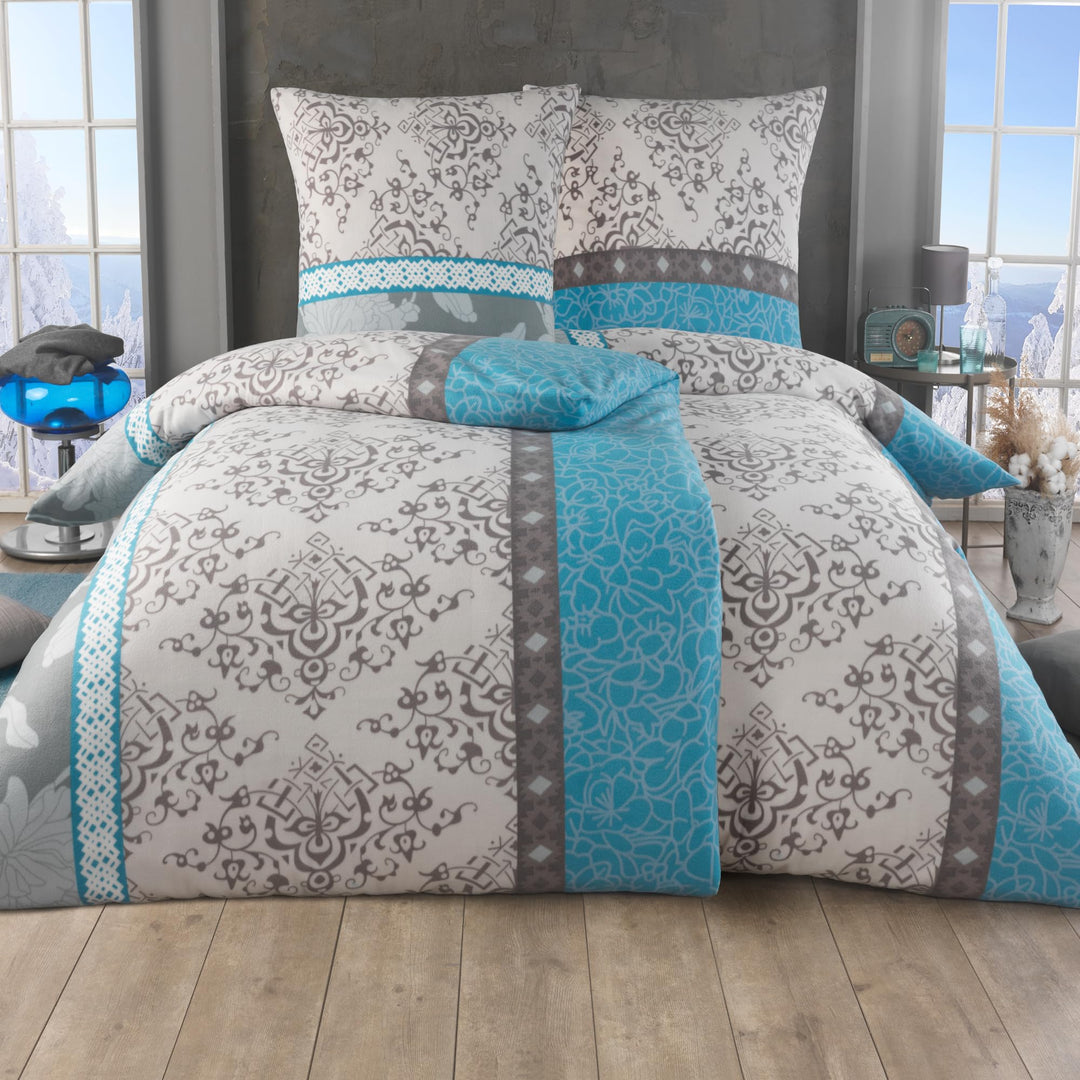 BFW 4 TLG Warme Microfaser Fleece Winter Bettwäsche 135x200 + 80x80 viel Auswahl, Design - Motiv:Des