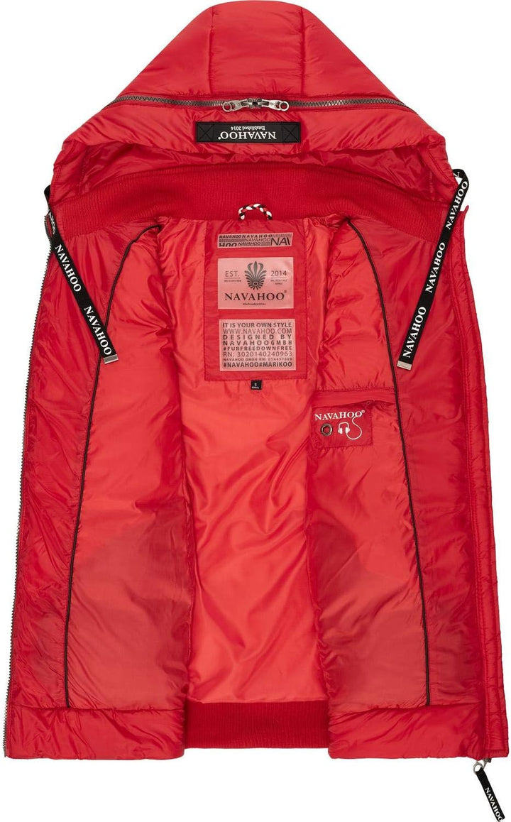 Navahoo Damen Steppweste leichte Outdoor-Weste Übergangsjacke mit Kapuze Kassidy XS-3XL XS Rot, XS R
