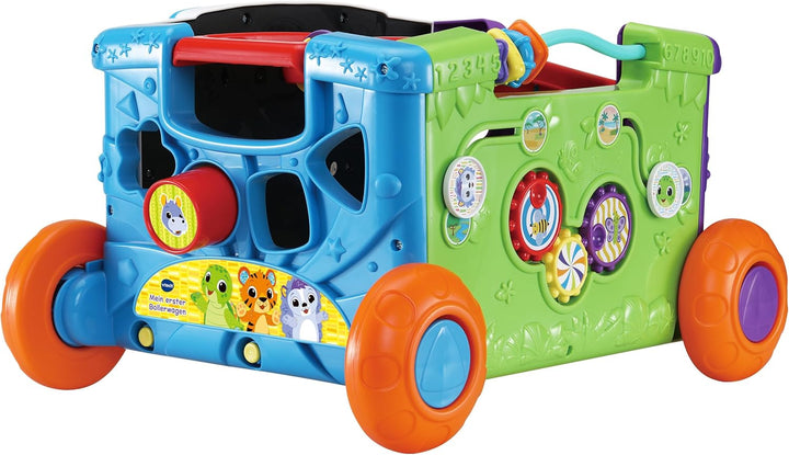 VTech Baby Mein erster Bollerwagen – Handwagen mit Griff, Tasten, verschiebbaren Elementen, 4 Förmch