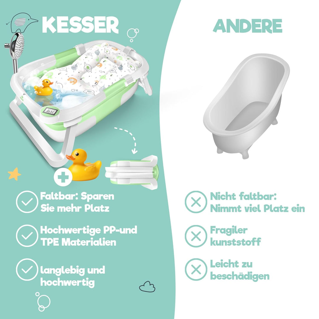 KIDIZ® Baby Badewanne | Babywanne platzsparend &amp; faltbar | Badebecken Duschwanne für Neugeborene Kle