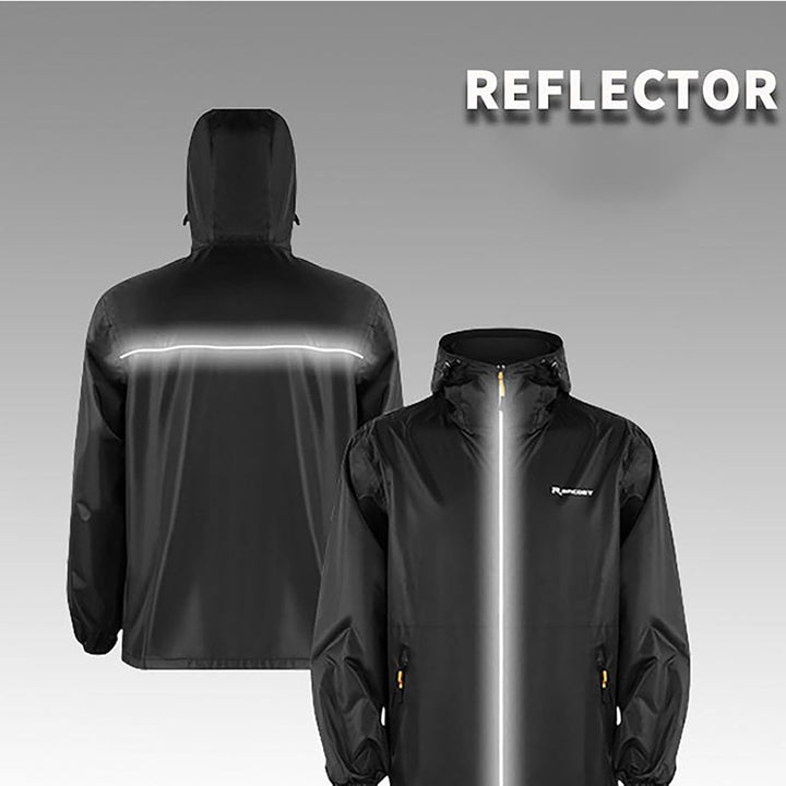 Regenanzug Herren, Wasserdicht Atmungsaktiv 2 Teilig Regenkleidung Reflektierend Regenjacke und Rege