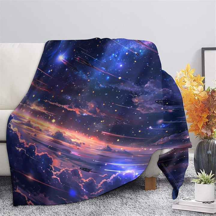 A Sky Full of Galaxies 3D Flannel Fleece Throw Blanket for Fluffy Cosy Soft Warm Microfiber Bedding