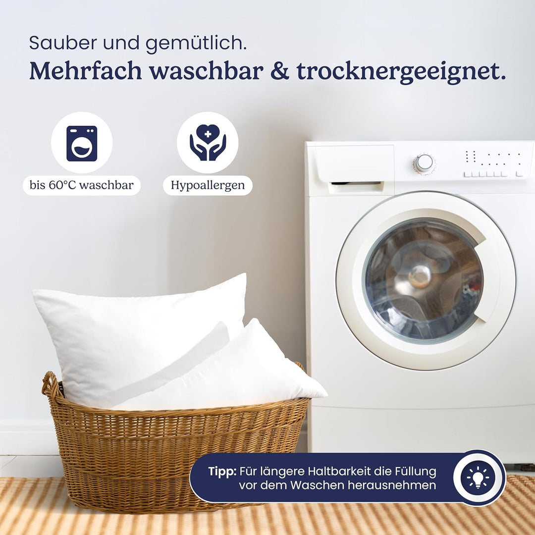Gentle North Kopfkissen (80x80 cm gross) - 2er Set Kissen für Bett und als Dekokissen - Mit Reissver