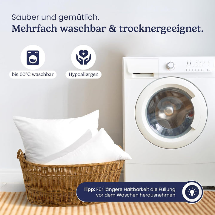 Gentle North Kopfkissen (80x80 cm gross) - 2er Set Kissen für Bett und als Dekokissen - Mit Reissver