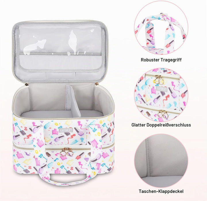 Nagellack Aufbewahrung Tasche,Doppelschichtige Nagellack Organizer für 40 Flaschen(15 ml-0.5 FL.oz)