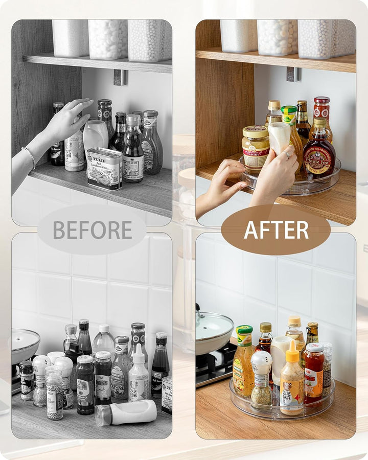 Roninkier Drehteller Organizer Lazy-Susan Gewürzregal - 2 Stück Drehteller Kühlschrank Küche Gewürzh