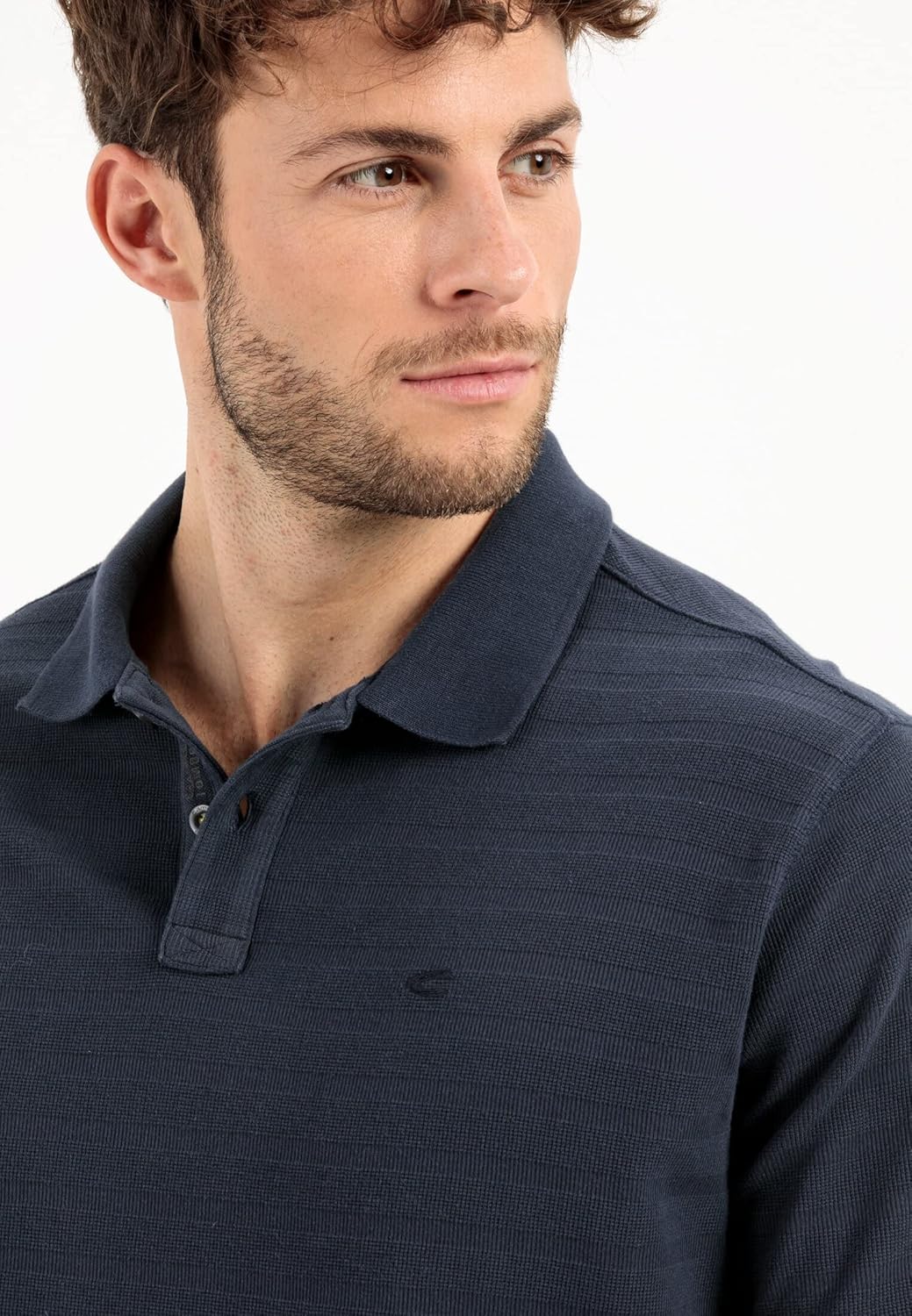 camel active Herren Kurzarm Poloshirt im tonalen Streifenmuster S Night Blue