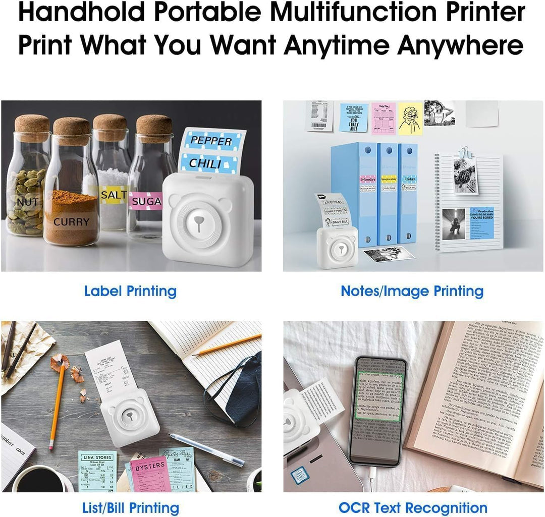 Etikettendrucker, Monochrom, Mini Drucker für Smartphone,PeriPage Sticker Drucker Klein Mini Fotodru