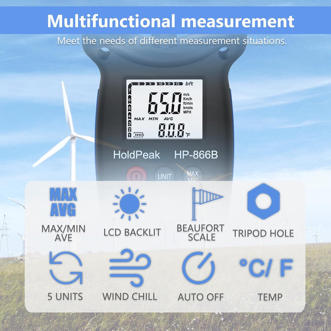 Anemometer windmesser, digitales Windgeschwindigkeitsmessgerät, Windgeschwindigkeit/Windkühlung, Win