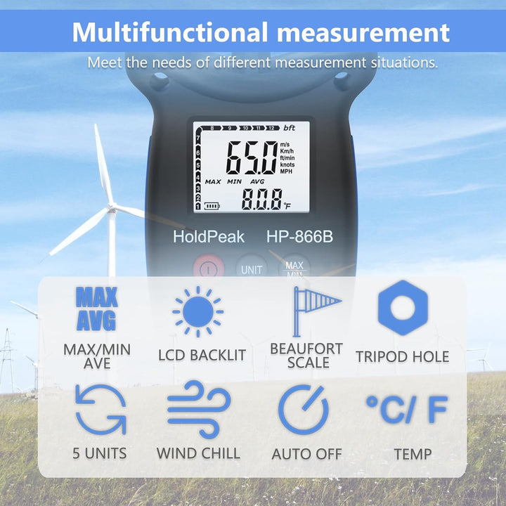 Anemometer windmesser, digitales Windgeschwindigkeitsmessgerät, Windgeschwindigkeit/Windkühlung, Win