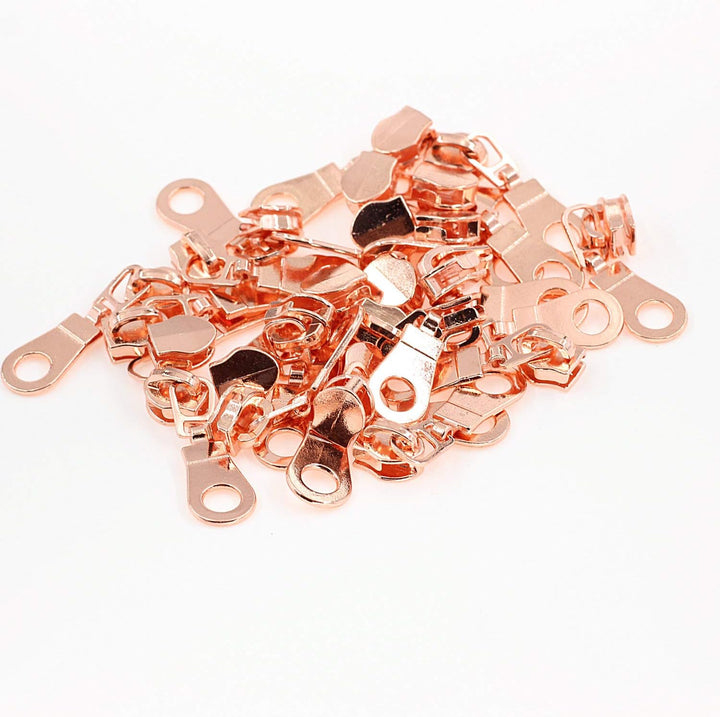 5# Nylon-Reissverschlüsse Meterware 10 Yards Roségold Metallic-Zähne Weisses Klebeband mit 25 Stück