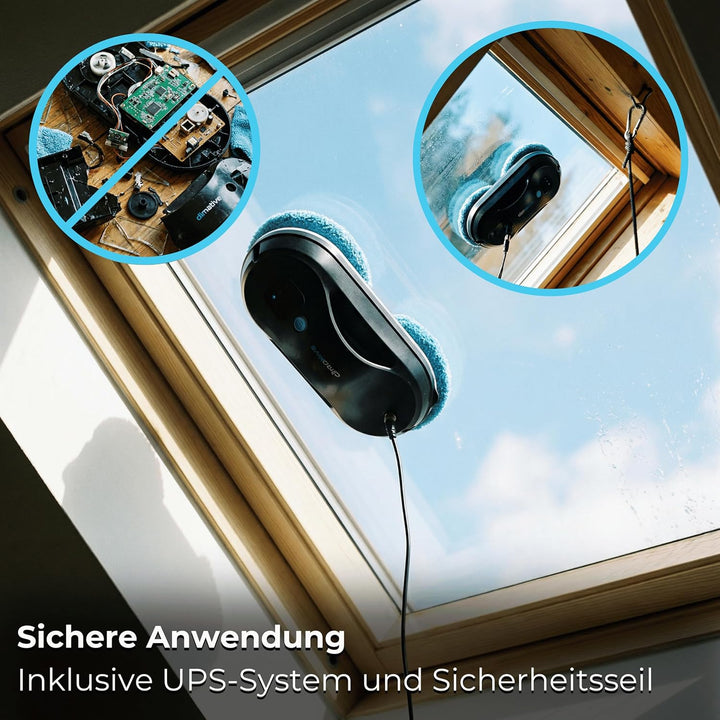 Fensterputzroboter mit Sprühfunktion, 3300Pa WiFi App-Steuerung &amp; Fernbedienung, Fenstersauger Elekt