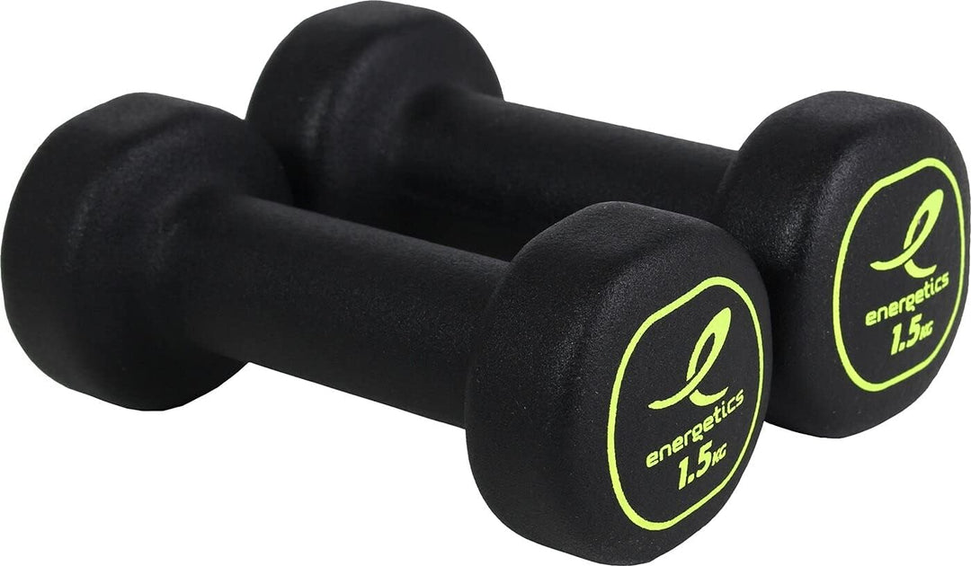 ENERGETICS Unisex – Erwachsene Neoprene Dumb. Pairs Hanteln 2X2,0 Black/Yellow, 2X2,0 Black/Yellow