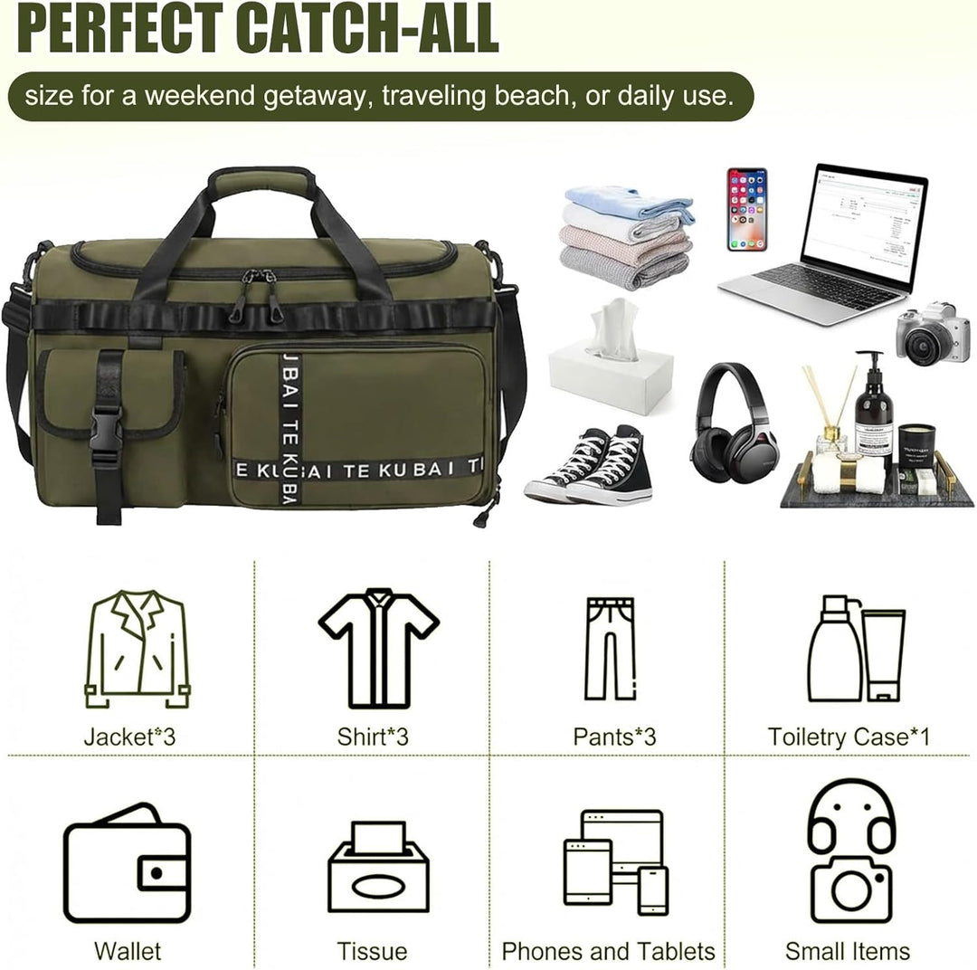 Sporttasche Reisetasche für Damen und Herren, Gross 65L Sporttaschen mit Schuhfach &amp; Nassfach, Large