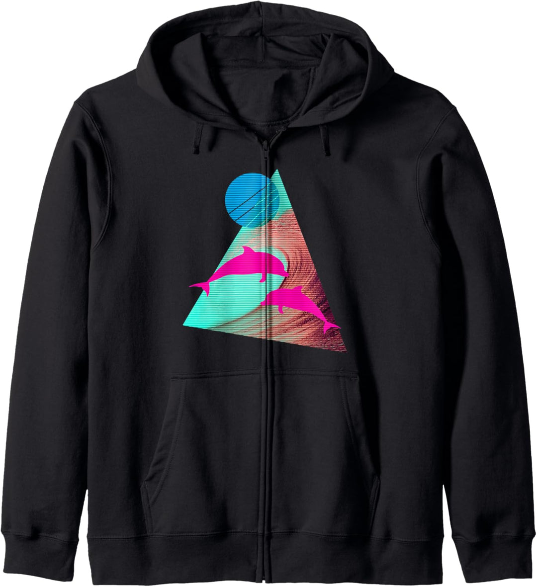 Vaporwave Dolphin Grafik Lustige Delfine Surfen Wellen Kapuzenjacke