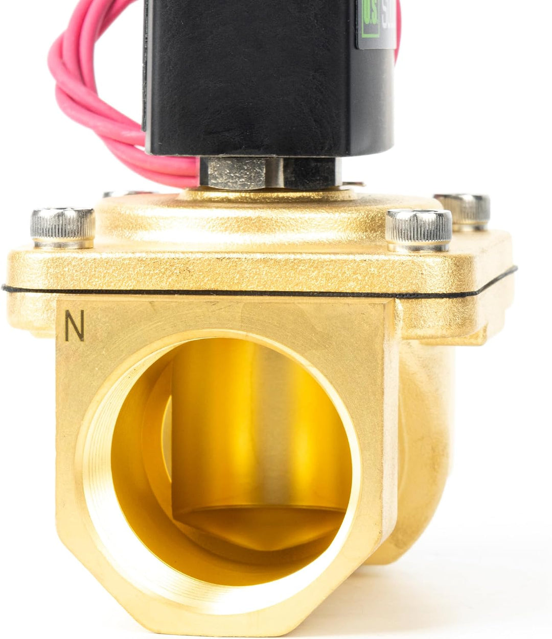 U.S. Solid 1-1/4" Magnetventil - Messing DC 12V mit Viton-Dichtung, stromlos geschlossen, Bleidraht-