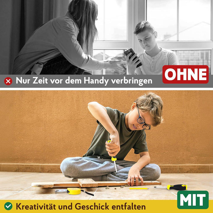 Eli® Werkzeuggürtel Kinder Set ab 6 Jahre - hochwertiges echtes Kinderwerkzeug - inkl. Hammer und Sc