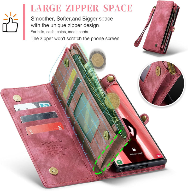 UFinetech Samsung S23 Ultra Hülle, Stossfest Kartenfach Magnetisch Abnehmbare Tasche Samsung Galaxy