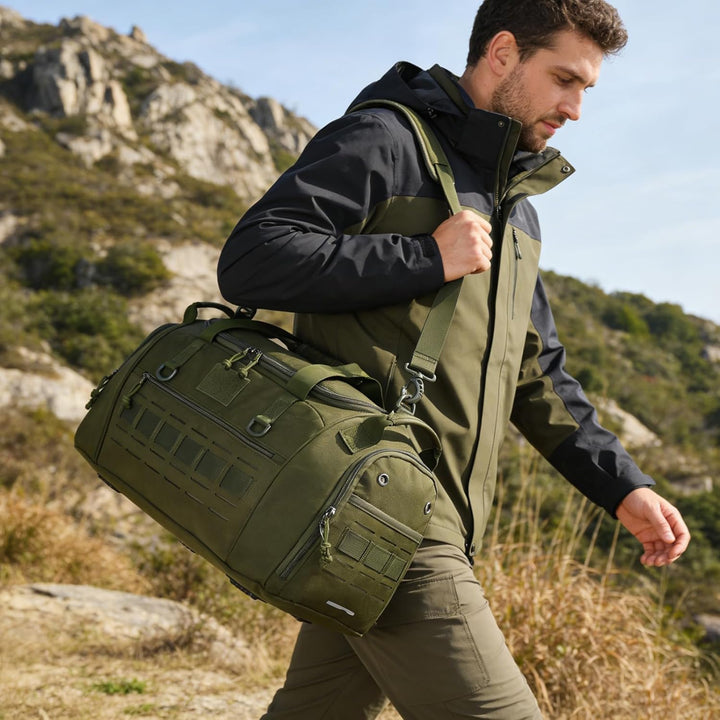 Taktische Sporttasche Herren 45L Reisetasche Mittelgross mit Schuhfach und Laptopfach Leicht Trainin