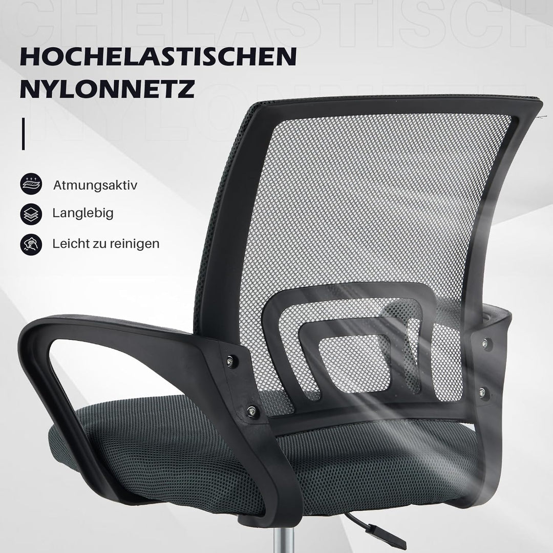 TUKAILAI Bürostuhl Ergonomisch, Schreibtischstuhl aus Netzstoff, Chefsessel mit Lendenwirbelstütze,