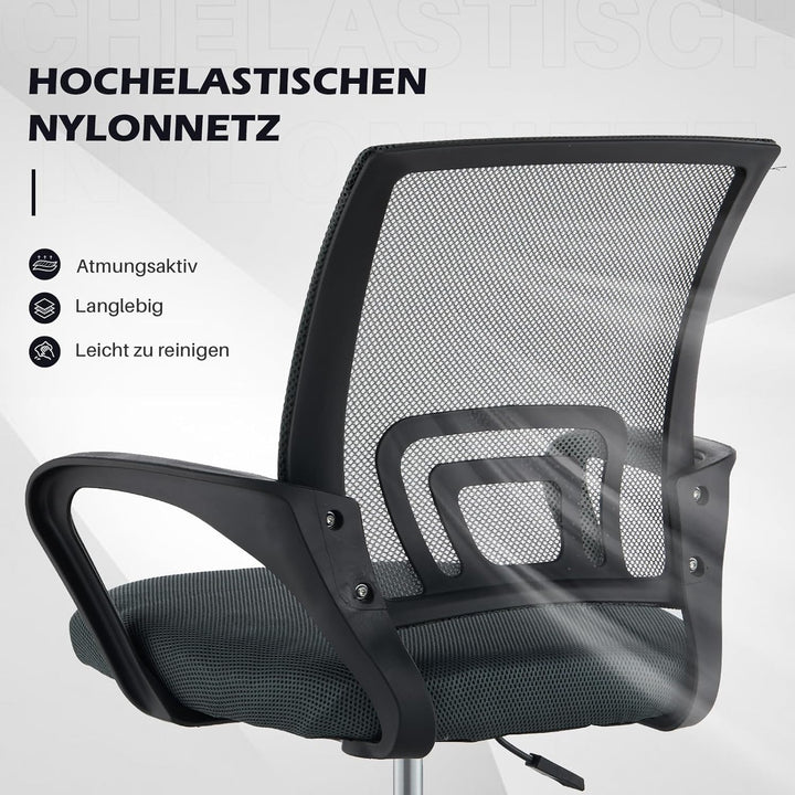 TUKAILAI Bürostuhl Ergonomisch, Schreibtischstuhl aus Netzstoff, Chefsessel mit Lendenwirbelstütze,