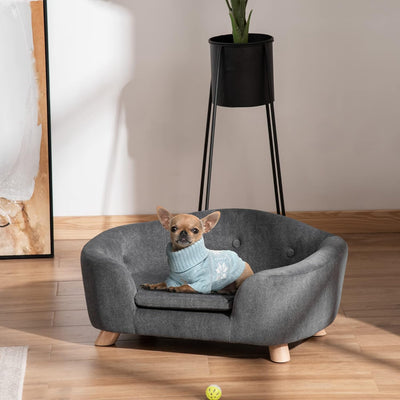 PawHut Haustiersofa Hundematte Hundebett Hundesofa Hundecouch Katzen Sofa mit Kissen Rückentasche Pl