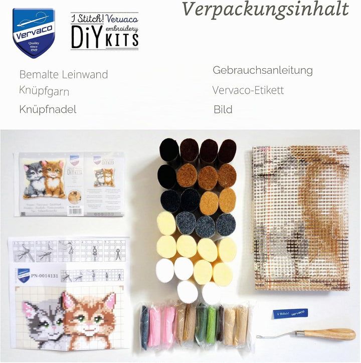 Vervaco Knüpfkissen mit Knüpfhaken, Leinen Acryl, Multi