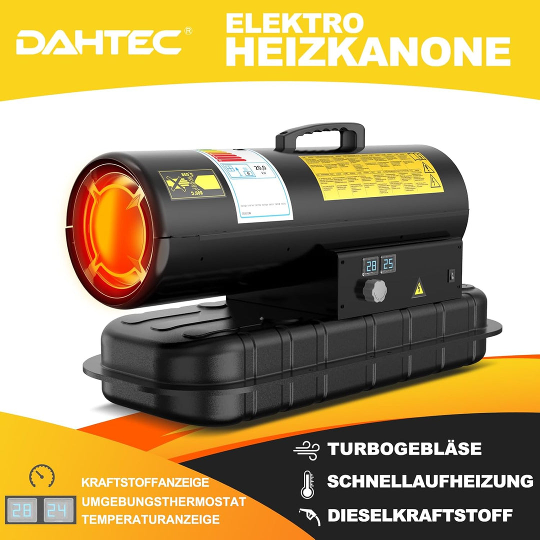 20 kW Heizkanone Diesel Bautrockner, Grosstank Bauheizer, 550 m³/h Heizgebläse mit Thermostat, Ölbeh