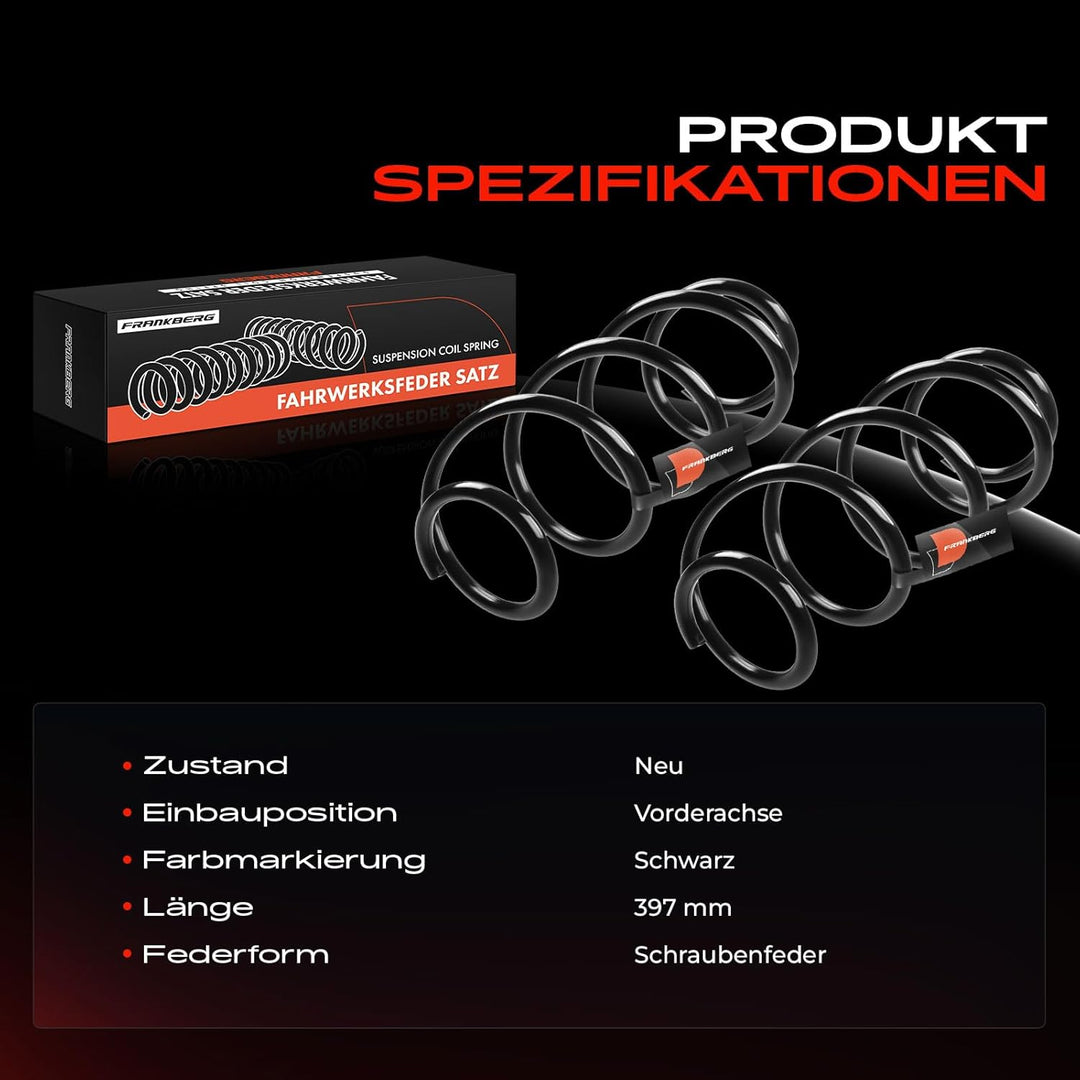 Frankberg 2x Federn Fahrwerksfeder Vorderachse Links Rechts Kompatibel mit Vel Satis BJ0 2.2L 3.5L S