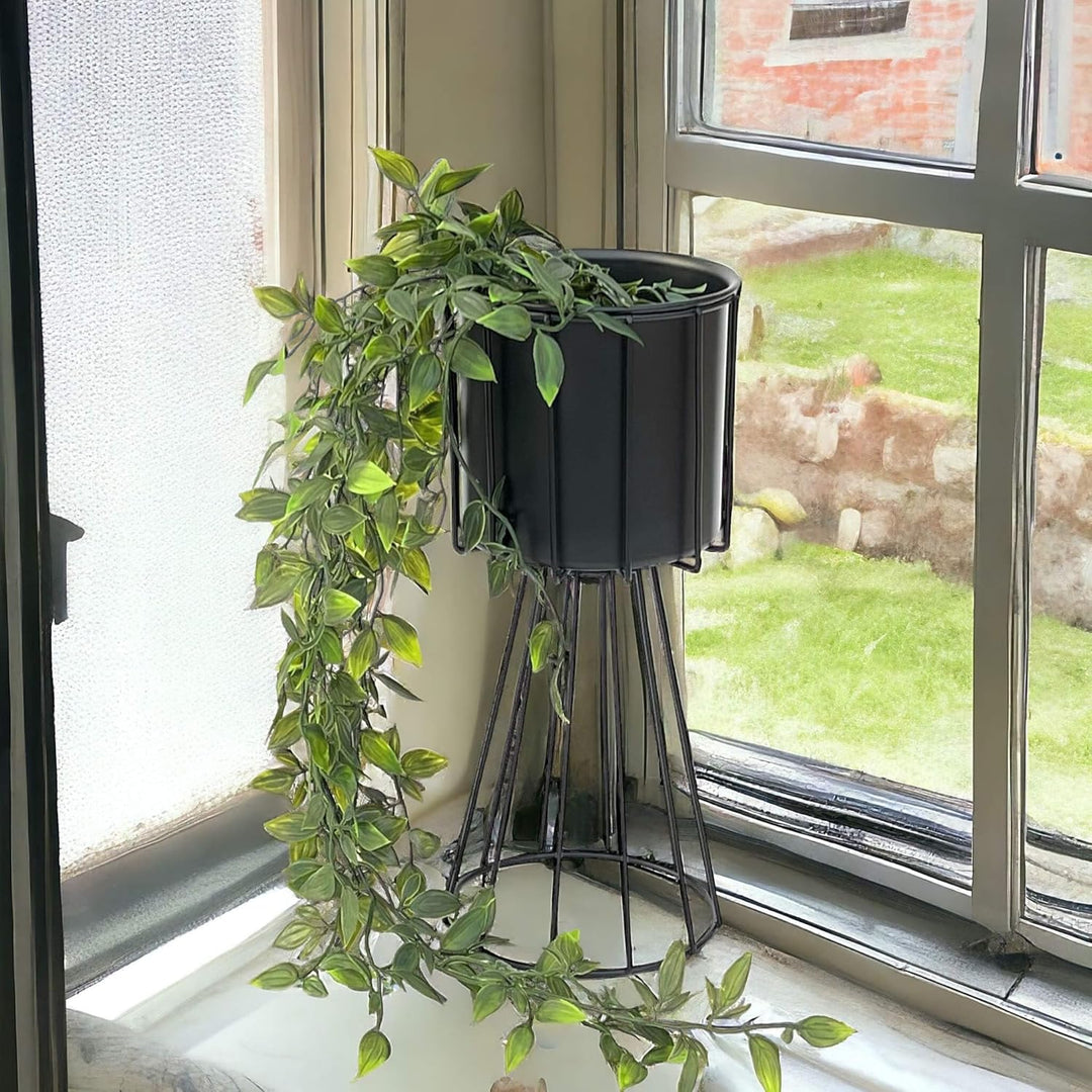 DanDiBo Blumenhocker Metall Schwarz 32 cm Blumenständer 96528 Blumensäule Modern Pflanzenständer Pfl
