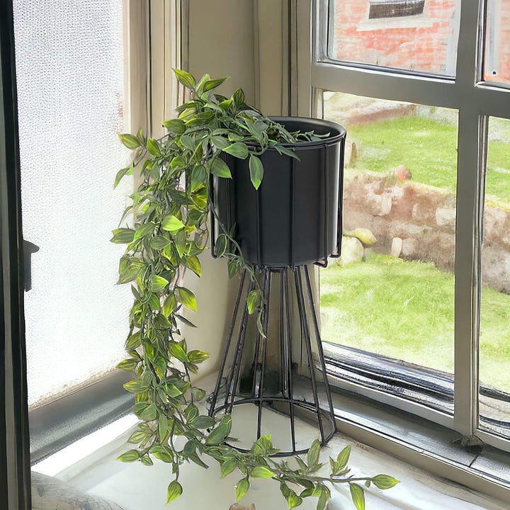 DanDiBo Blumenhocker Metall Schwarz 32 cm Blumenständer 96528 Blumensäule Modern Pflanzenständer Pfl