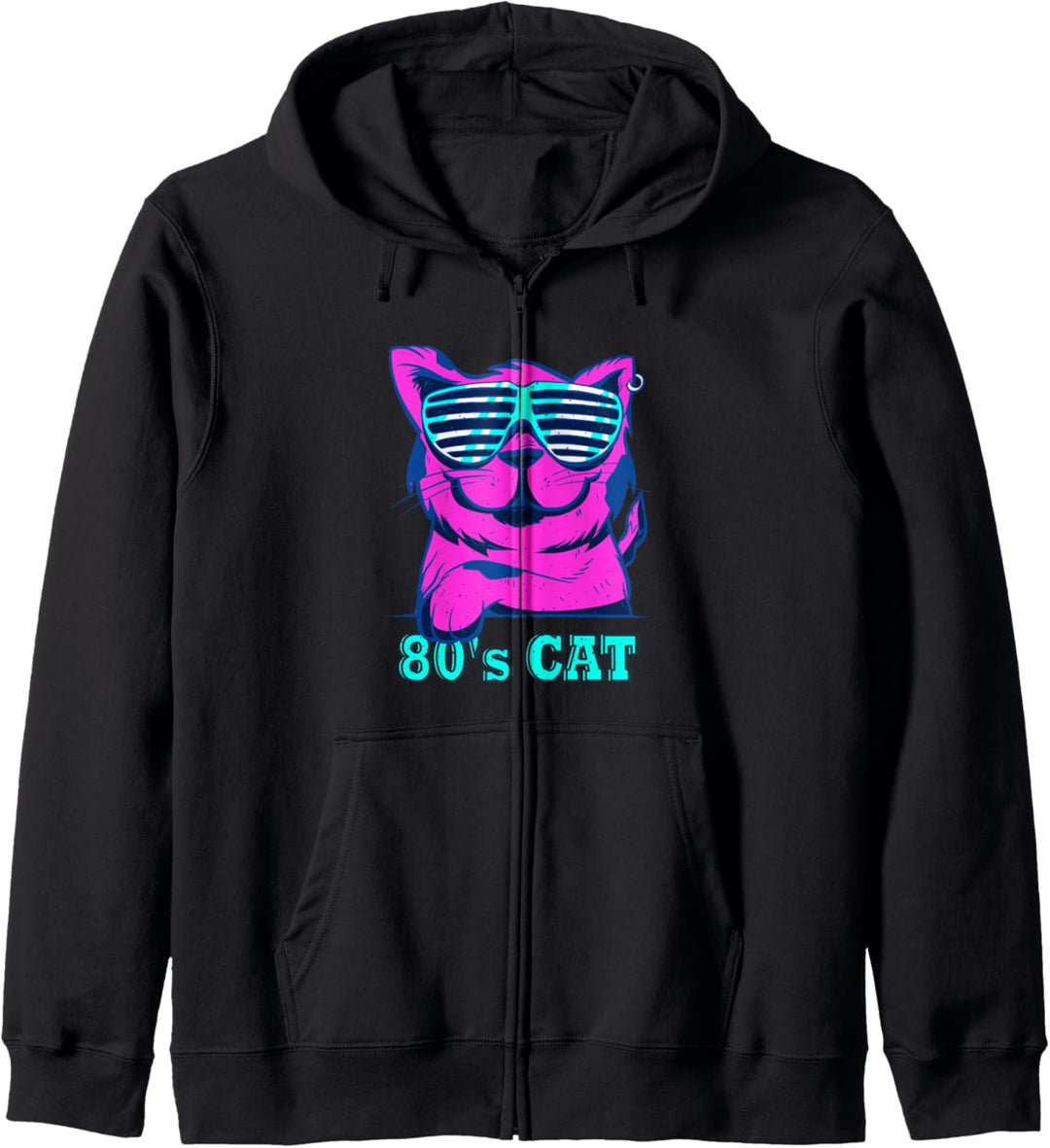 80er Jahre Buntes Retro Outfit Party Katze Kapuzenjacke