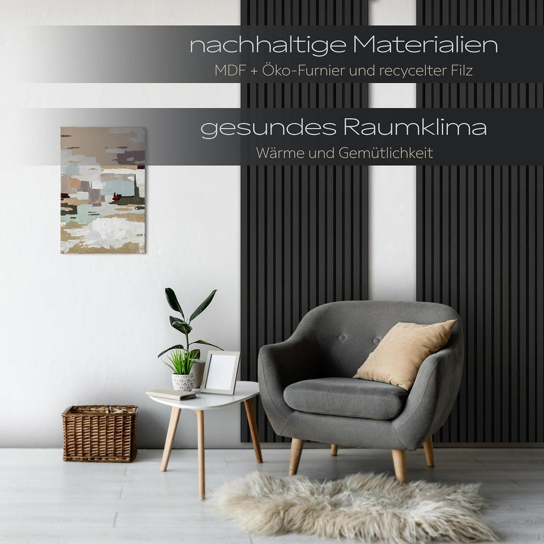 HEXIM Akustikpaneele 4 Stück 138,5x60cm Holz Comfort - flexible Holzpaneele Platten Lamellenwand Hol