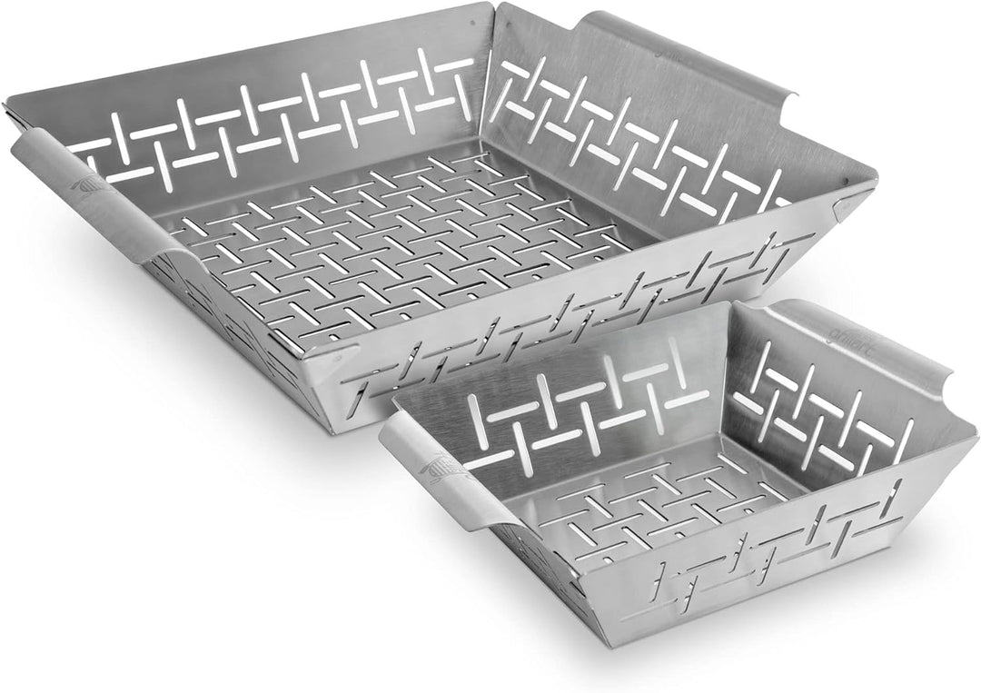 grillart® Premium Grillkorb + XL Grillkorb Edelstahl, Fisch Grillkorb und Grillschale verwendbar – u