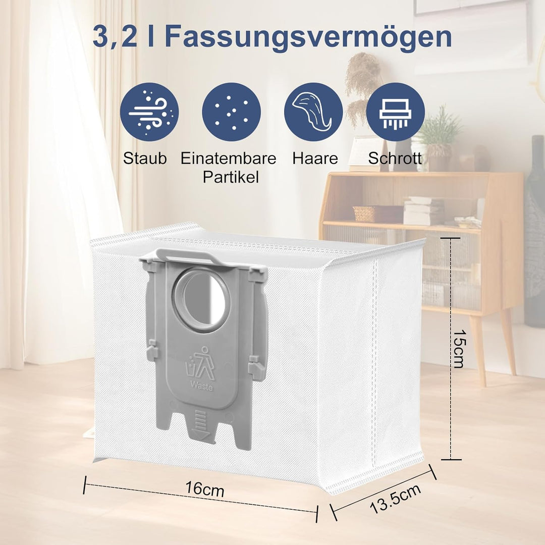 15 Stück Staubbeutel für Roborock Q7 L5+/Q10 S5+/S8+/S8 Pro Ultra/S7/S7 MaxV Ultra/S7 Pro Ultra/Q7+/