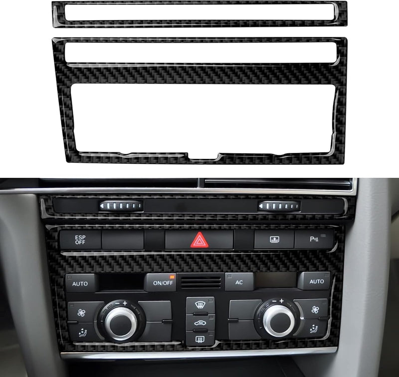 OYDDL Kohlefaser Auto Klimaanlage CD Panel Schutz Rahmen Trim Aufkleber Innen kompatibel mit Audi A6