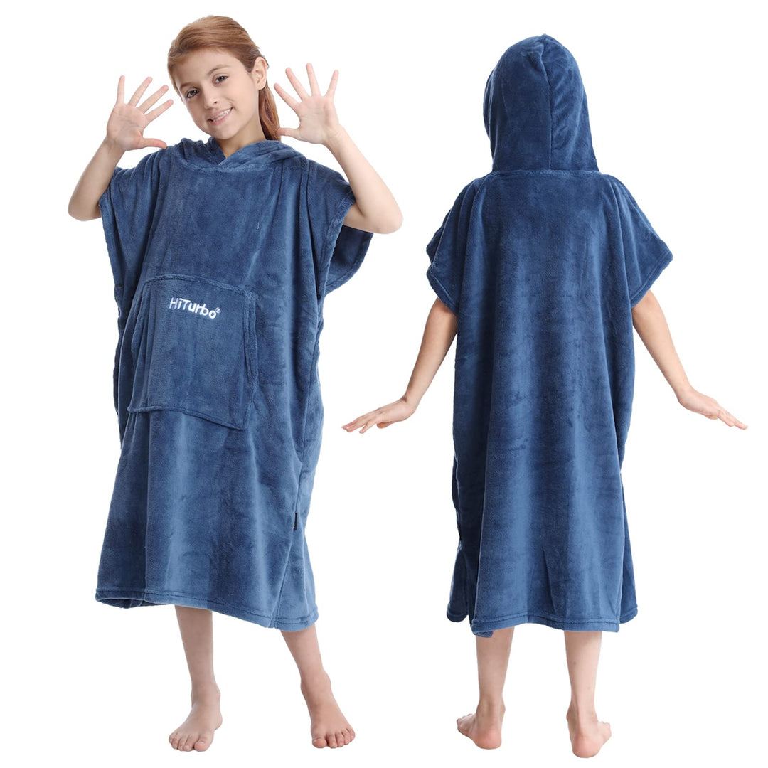 Hiturbo Kinder Wickelmantel, Handtuch Poncho Bademantel Robe mit Kapuze, für Strand, Schwimmen, Surf