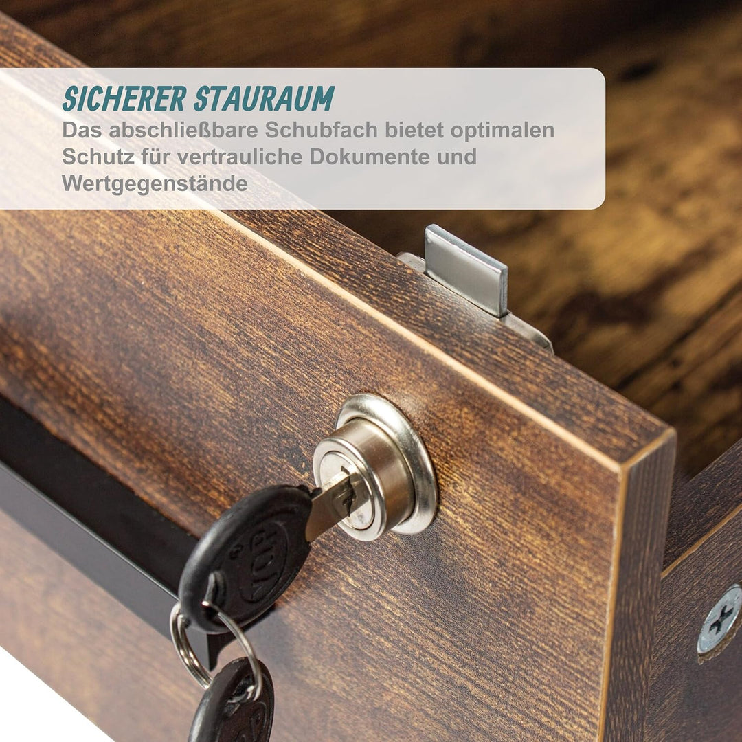 Relaxdays Rollcontainer, 3 Schubladen, 2 Türfächer, HxBxT: 57 x 60 x 40 cm, abschliessbar, Aktenroll