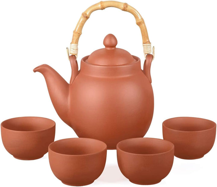 Ton Teeservice Tenno 7-teilig. Bestehend aus Ton Teekanne 1,1 Liter und 6 Tontassen. Handgefertigt,