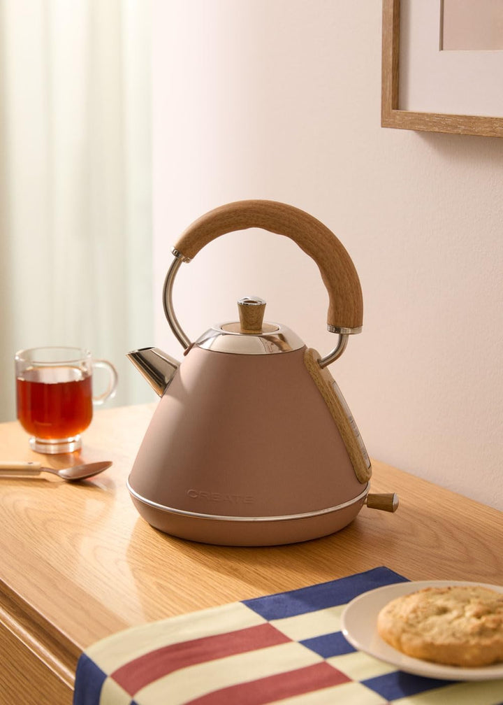 CREATE/KETTLE RETRO M/Elektrischer Wasserkocher Mokka/Schnelles Aufkochen, Fassungsvermögen 1L, Absc