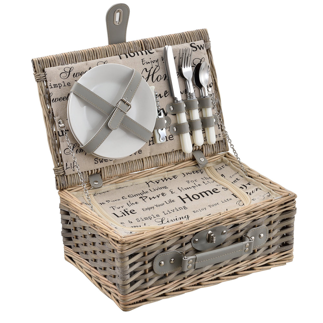 casa.pro Picknickkorb für 2 Personen Picknick-Set mit Kühltasche inkl. Geschirr Besteck Korkenzieher