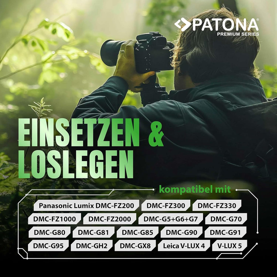 PATONA Premium Ersatz für Akku Panasonic DMW BLC12 E (echte 1100mAh) Lumix DC FZ1000 II G91 DMC GX8