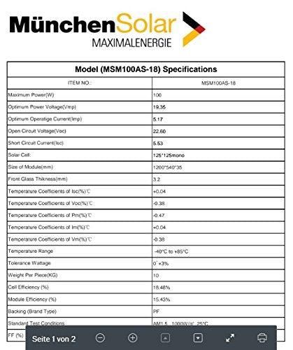 1 Stück 100W Full Black/Schwarzes Monokristallines Solarpanel 12V Solarmodul Solarzelle 100Watt für