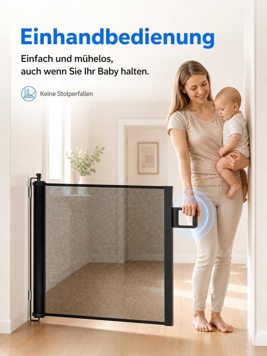 Treppenschutzgitter Türschutzgitter Ausziehbar für Babys Schwarz 0-150 cm Treppenschutzgitter Türsch
