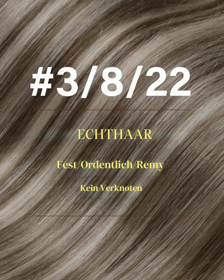 Hetto Extensions Echthaar Tape in Remy Extensions Tape in Echthaar Balayage Blond #3/8/22 Dunkelbrau
