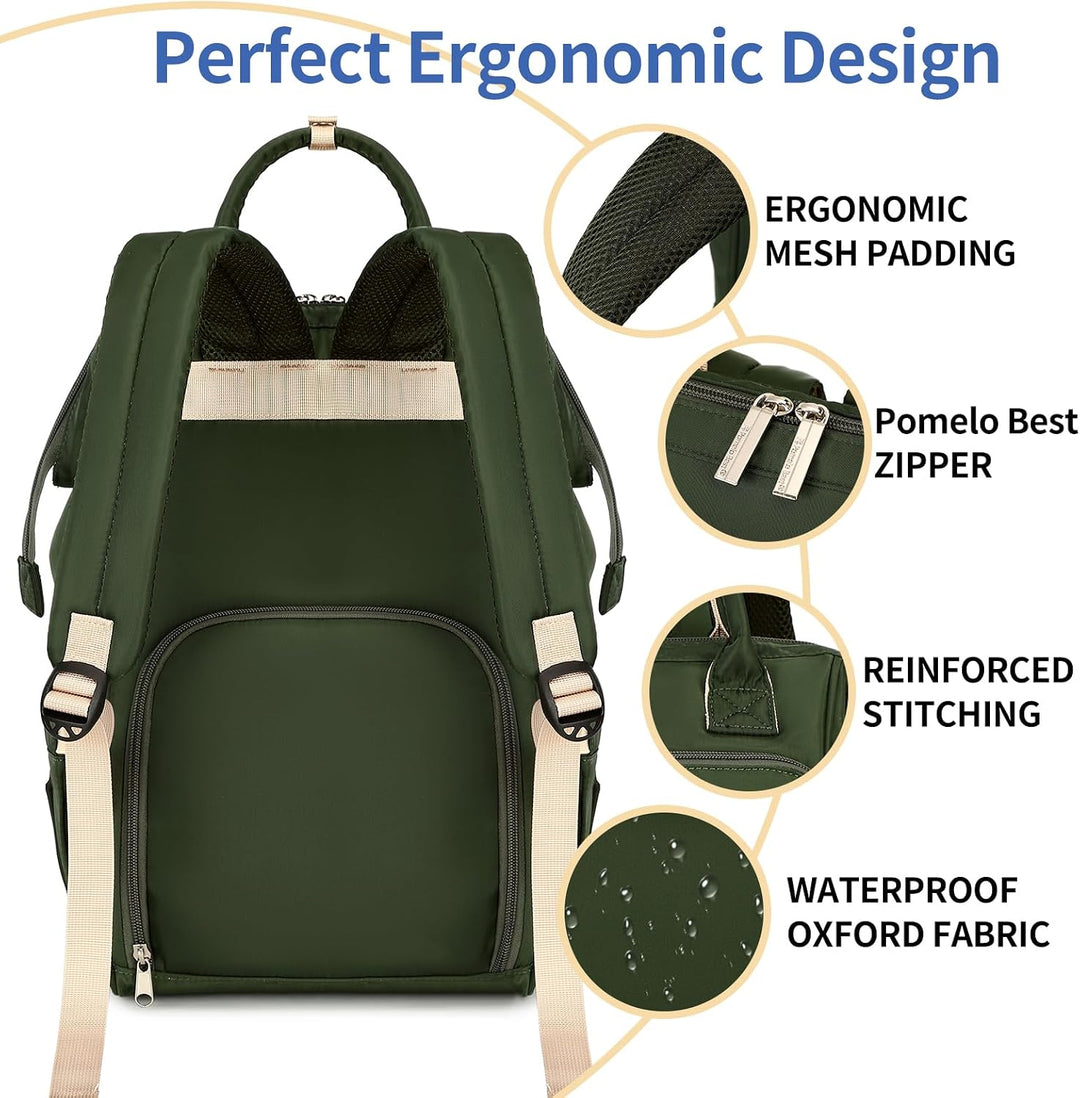 Pomelo Best Moderner Wickelrucksack für Mama Papa – Stylischer Familienrucksack mit Grosser Öffnung,